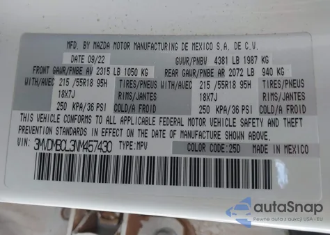2022 Mazda Cx-30 Preferred from USA, damaged, VIN 3MVDMBCL3NM457430